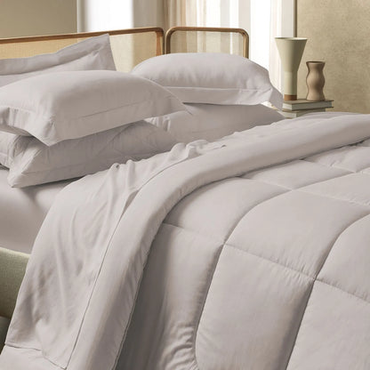 Jogo de 2 Super Fronhas Karsten Bossa Cinza Prata 100% Algodão Egípcio Cetim 300 Fios 50cm x 90cm