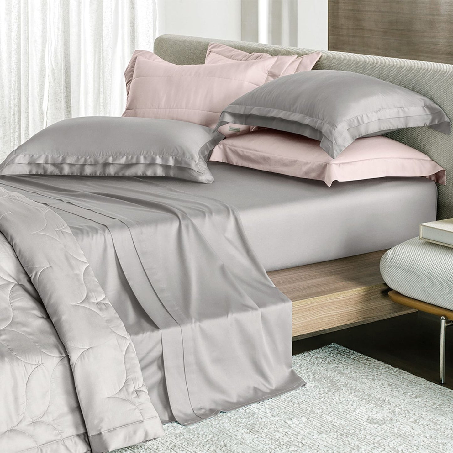 Jogo de Cama Altenburg Cetim Sublime Allure 4 Peças 2,20x2,70m Cor Cinza Grife