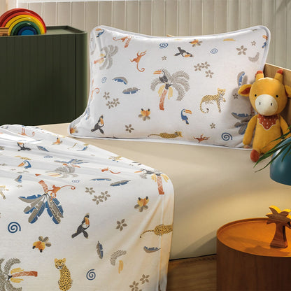Jogo de Cama Altenburg Mundo Kids Malha Amazônia Compose 4 Peças 2,10x2,40m