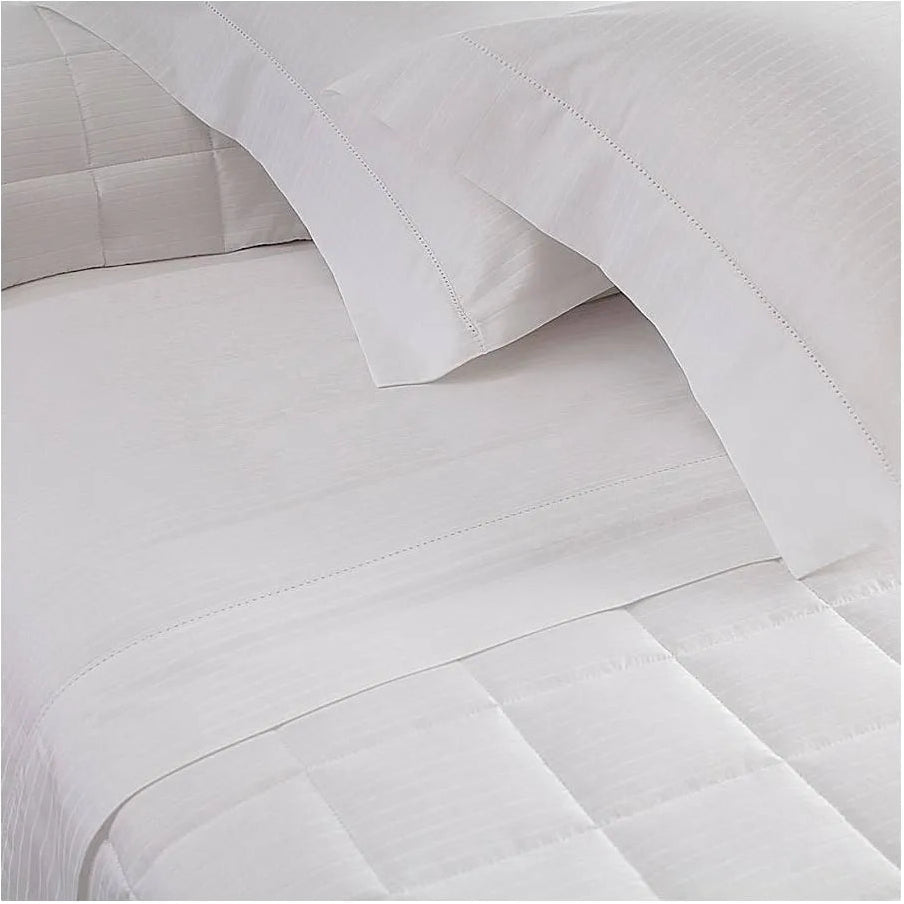 Jogo de Cama Buddemeyer Damask Stripes Branco Casal 300 Fios Cetim