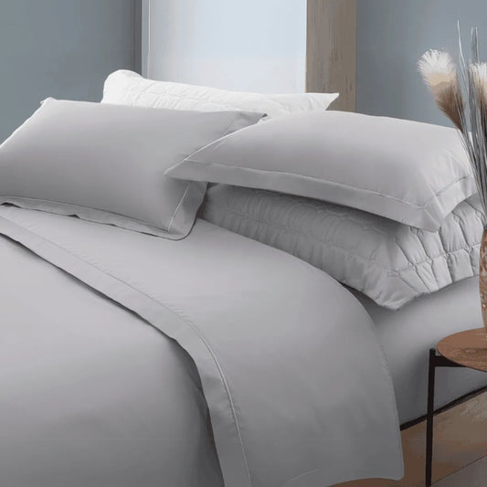 Jogo de Cama Casal Kacyumara Festonê 200 Fios Cinza Ash 4 Peças