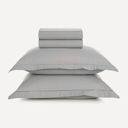 Jogo de Cama Casal Karsten Deliz 200 Fios Titânio e Cinza 4 Peças