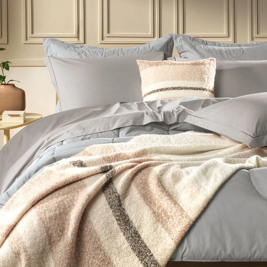 Jogo de Cama Casal Karsten Deliz 200 Fios Titânio e Cinza 4 Peças