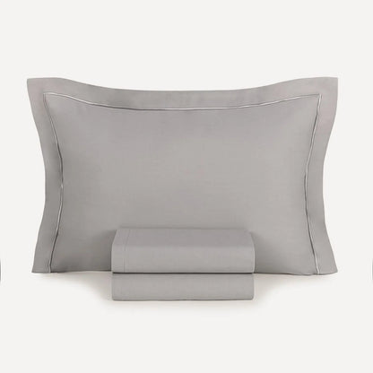 Jogo de Cama Casal Karsten Deliz 200 Fios Titânio e Cinza 4 Peças