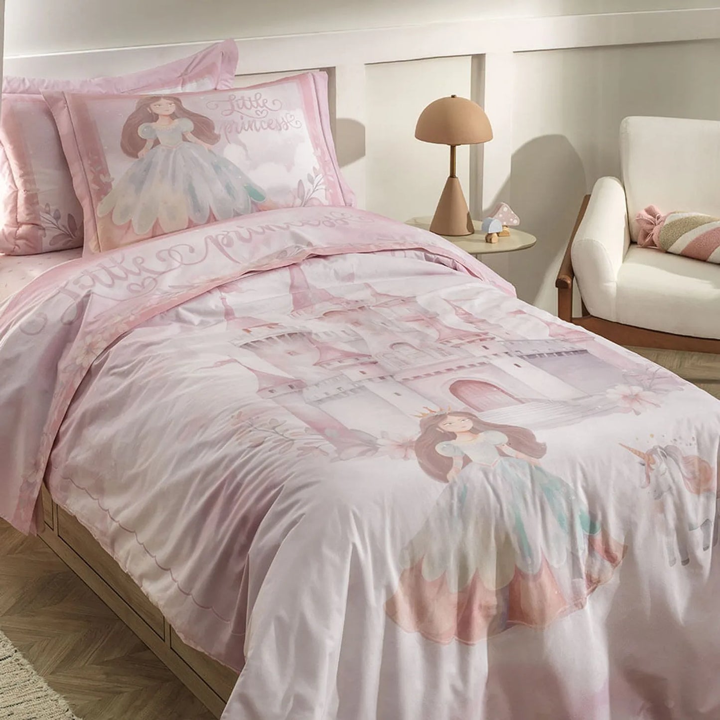Jogo de Cama Casal Karsten Kids Princesinha 200 Fios 100% Algodão 4 Peças