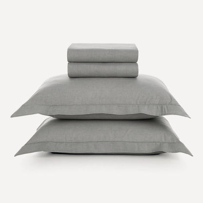 Jogo de Cama Casal Karsten Tesso Cinza 160 Fios 100% Algodão 4 Peças