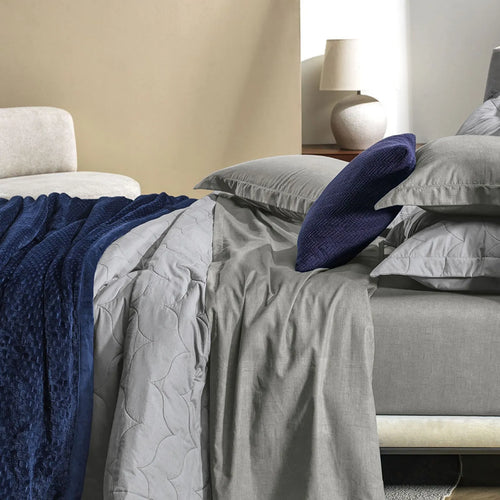 Jogo de Cama Casal Karsten Tesso Cinza 160 Fios 100% Algodão 4 Peças