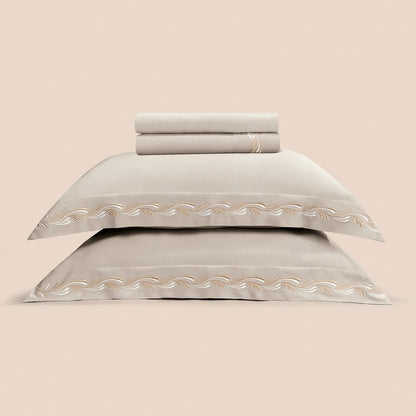 Jogo de Cama King Altenburg Haus Ondas Bege Instinto 300 Fios Cetim 100% Fibra de Bambu (4 Peças - 2,80m x 2,60m)