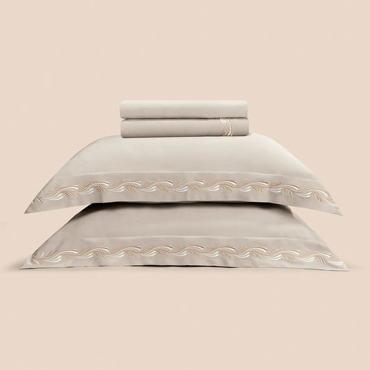 Jogo de Cama King Altenburg Haus Ondas Bege Instinto 300 Fios Cetim 100% Fibra de Bambu (4 Peças - 2,80m x 2,60m)