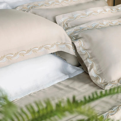 Jogo de Cama King Altenburg Haus Ondas Bege Instinto 300 Fios Cetim 100% Fibra de Bambu (4 Peças - 2,80m x 2,60m)