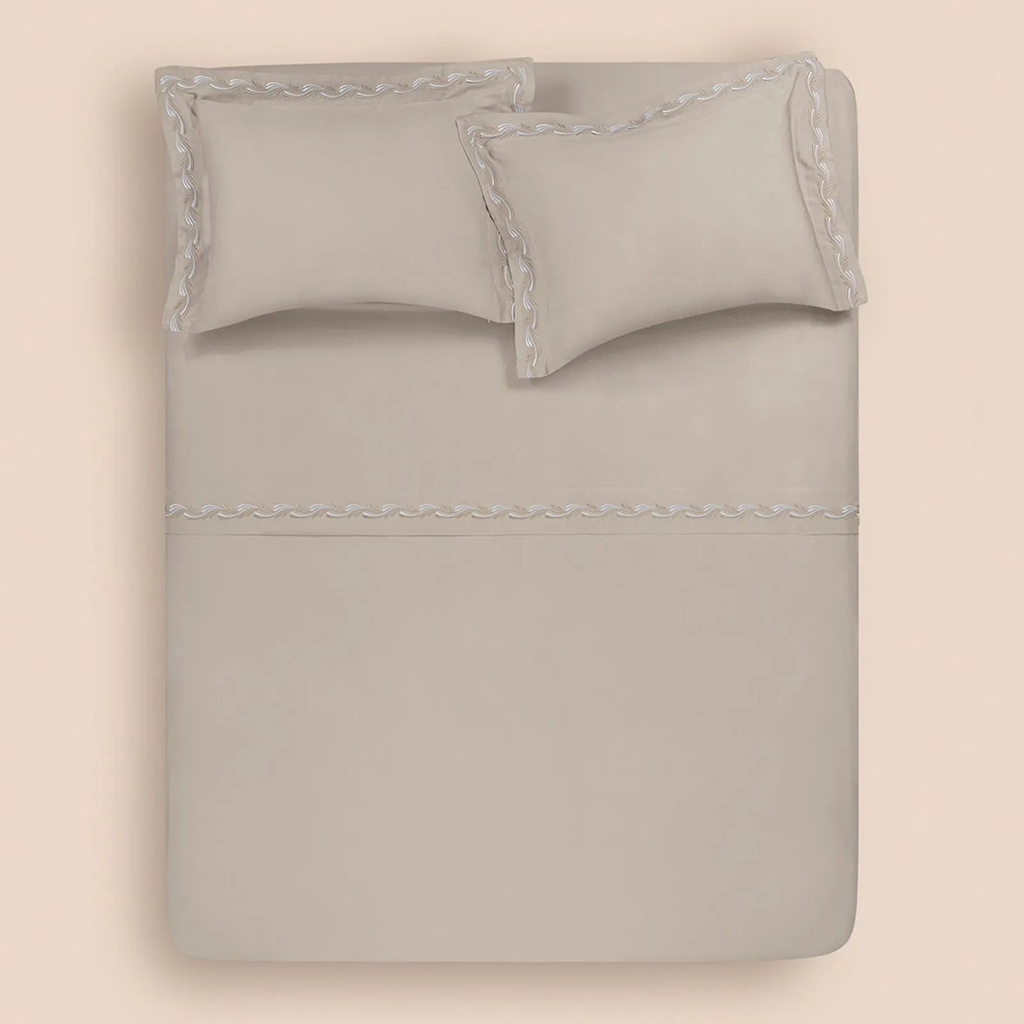 Jogo de Cama King Altenburg Haus Ondas Bege Instinto 300 Fios Cetim 100% Fibra de Bambu (4 Peças - 2,80m x 2,60m)