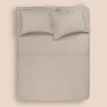Jogo de Cama King Altenburg Haus Ondas Bege Instinto 300 Fios Cetim 100% Fibra de Bambu (4 Peças - 2,80m x 2,60m)