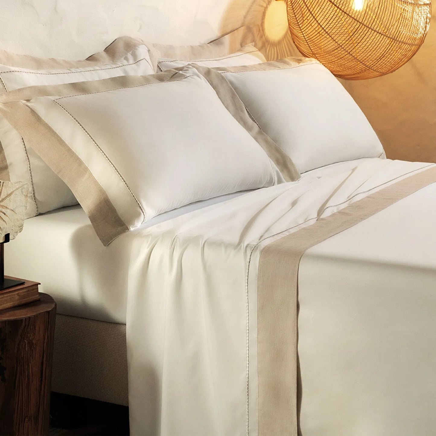 Jogo de Cama King Altenburg Haus Supremo Bege Instinto 300 Fios Cetim