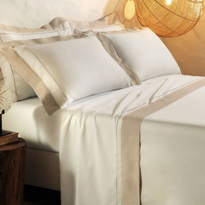 Jogo de Cama King Altenburg Haus Supremo Bege Instinto 300 Fios Cetim