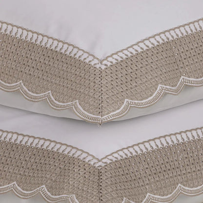 Jogo de Cama King Trussardi Martorana 300 Fios 100% Algodão Egípcio Branco/Legno 2,80m x 3,00m