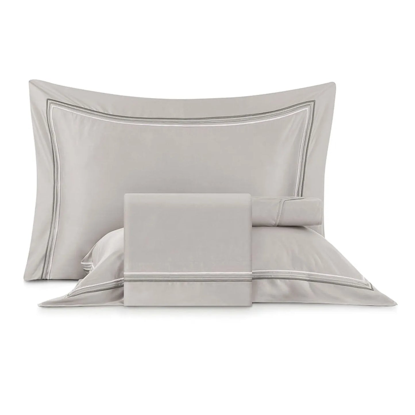 Jogo de Cama Queen Altenburg Essenza Cinza 300 Fios Cetim de Bambu (4 Peças)