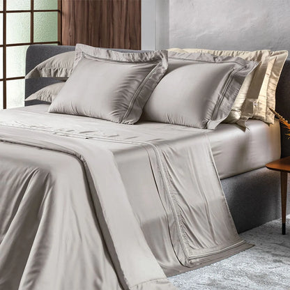 Jogo de Cama Queen Altenburg Essenza Cinza 300 Fios Cetim de Bambu (4 Peças)