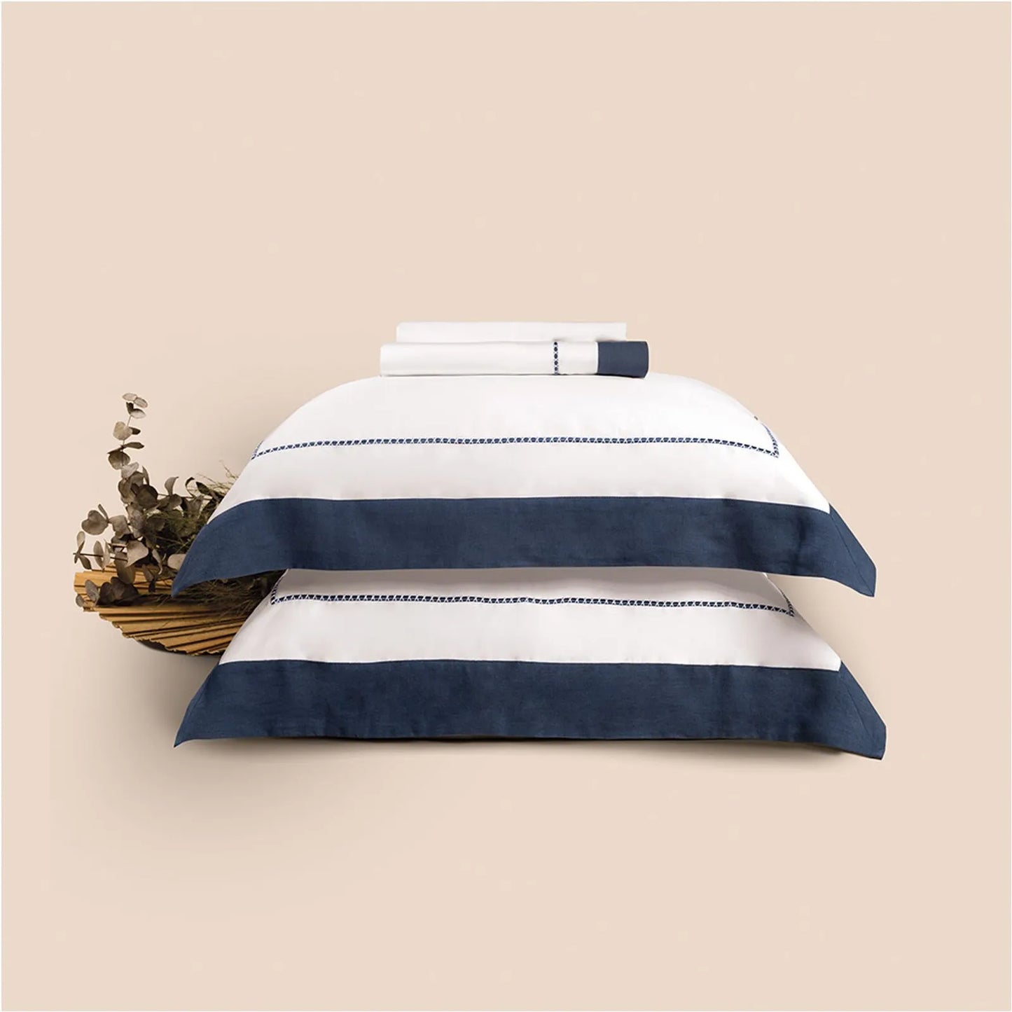 Jogo de Cama King Altenburg Haus Supremo Azul Intenso 300 Fios Cetim 100% Algodão Egípcio (4 Peças - 2,80m x 2,60m)