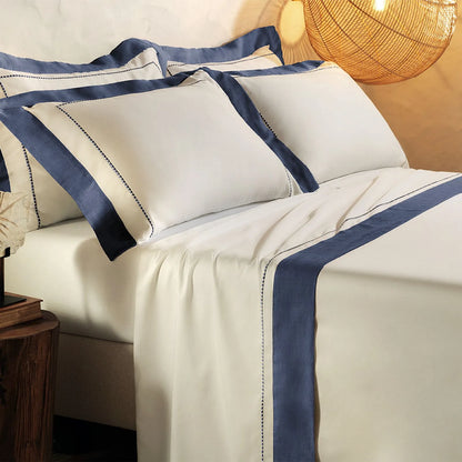 Jogo de Cama King Altenburg Haus Supremo Azul Intenso 300 Fios Cetim 100% Algodão Egípcio (4 Peças - 2,80m x 2,60m)