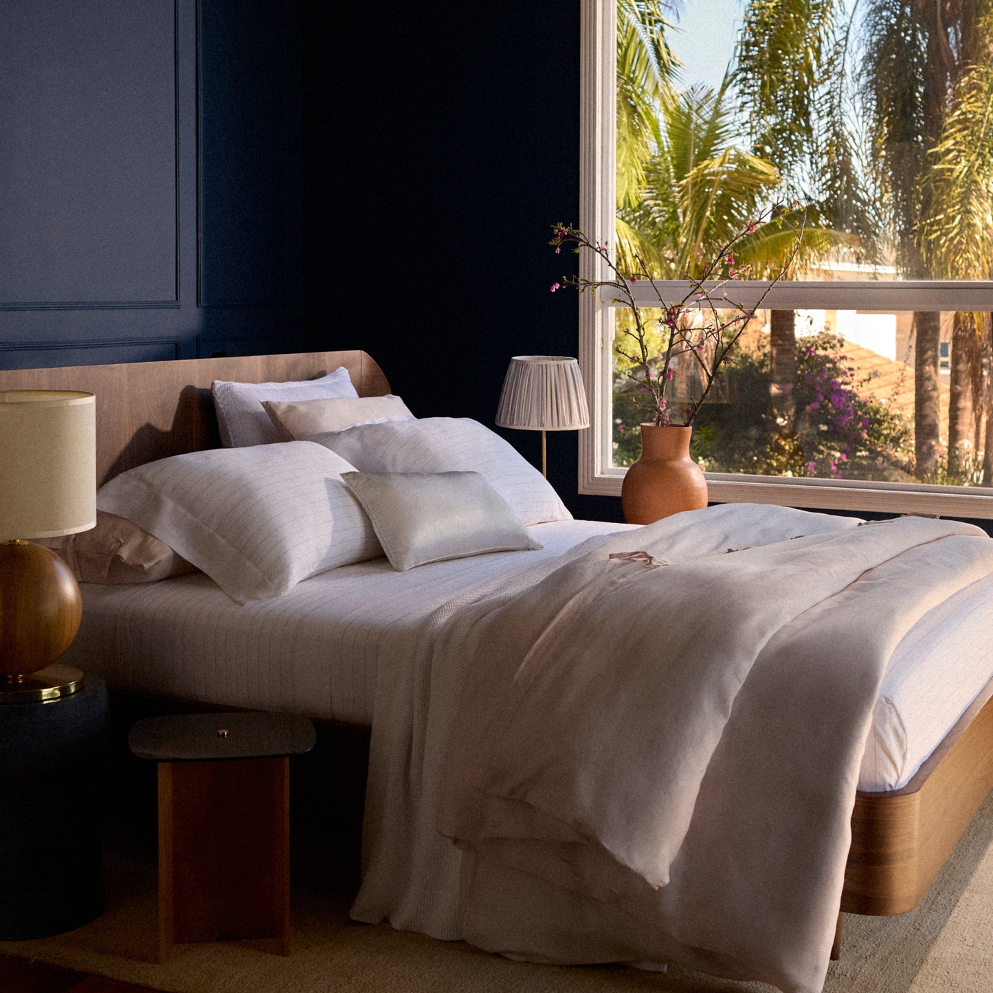 Jogo de Cama Queen Buddemeyer Luxus Lino Stripes 100% Linho Bege 240x280cm