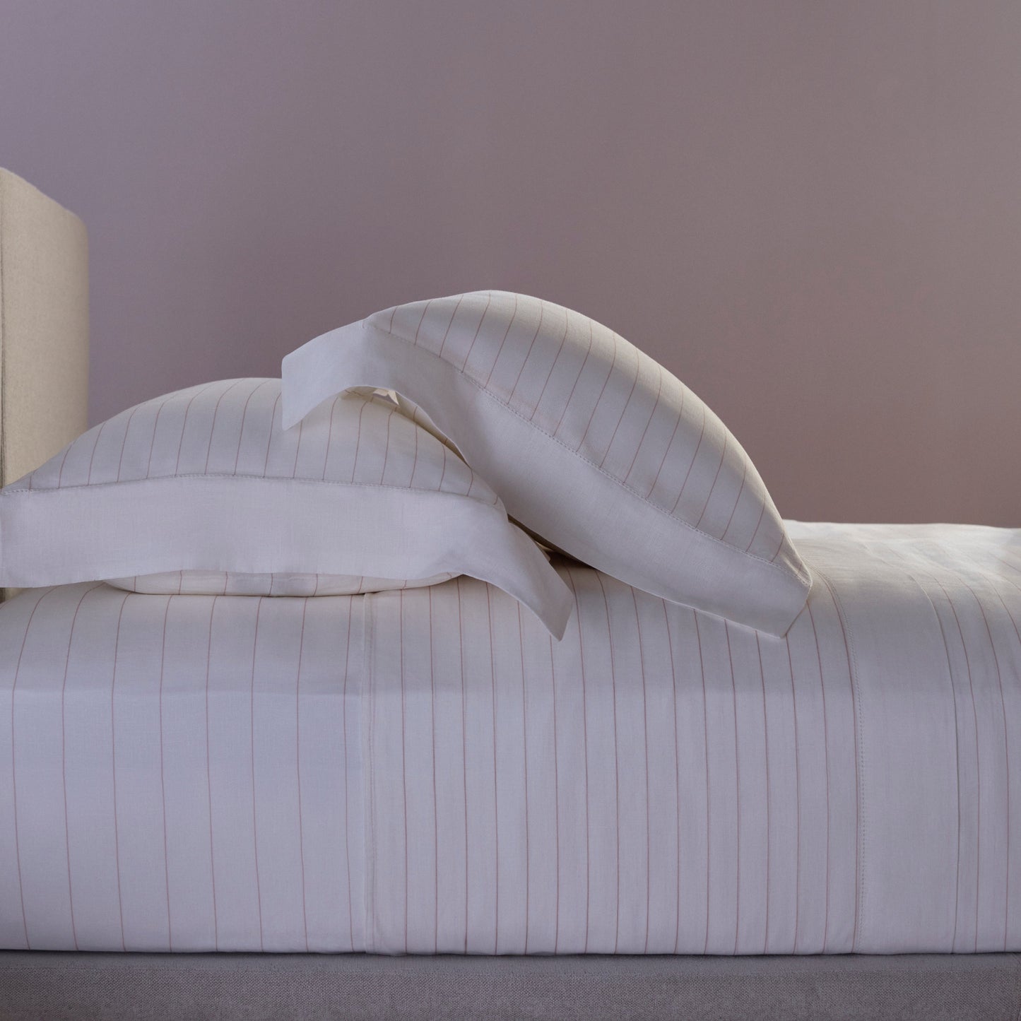 Jogo de Cama Queen Buddemeyer Luxus Lino Stripes 100% Linho Bege 240x280cm