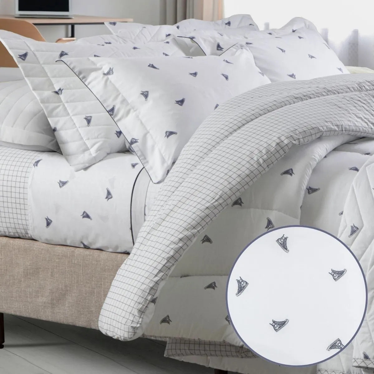 Jogo de Cama Solteiro Kacyumara Vintage 200 Fios Tenis 3 Peças