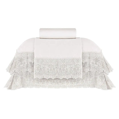 Jogo de Cama Super King Buddemeyer Luxus Norah 400 Fios Bege Antique com Renda 4 Peças 2,80m x 2,80m