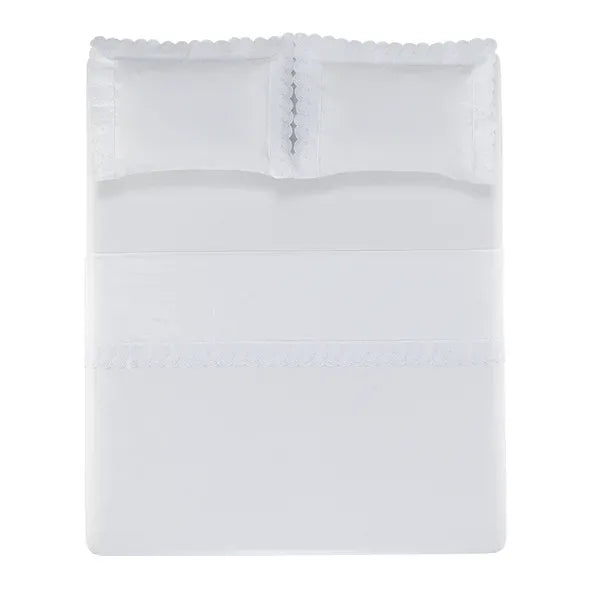 Jogo de Cama Trussardi King Farfalla 200 Fios Percal 100% Algodão Branco 280x280cm