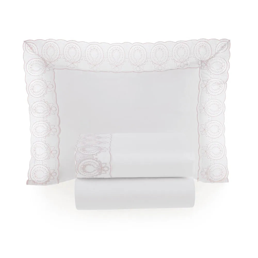 Jogo de Cama Trussardi Olivia Baby Branco e Soft Nude – 3 Peças (1,10 x 1,60m)