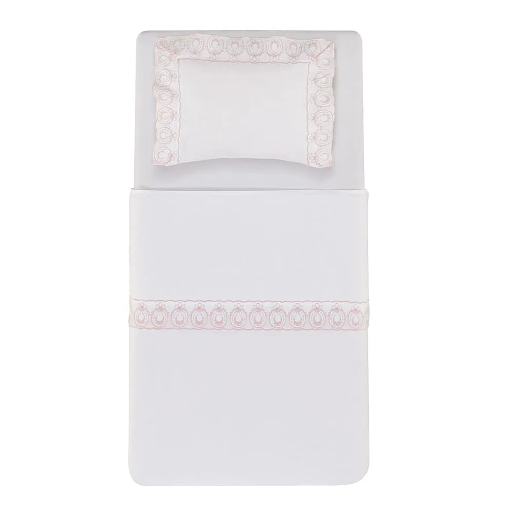 Jogo de Cama Trussardi Olivia Baby Branco e Soft Nude – 3 Peças (1,10 x 1,60m)