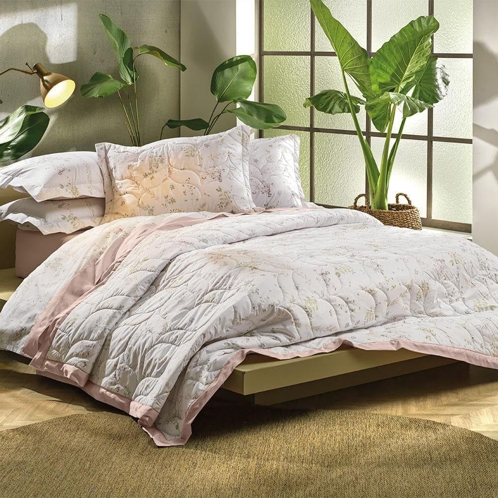 Jogo de Colcha Altenburg Algodão Lux Apaixonada 200 Fios 3 Peças 2,40x2,50m Brisa