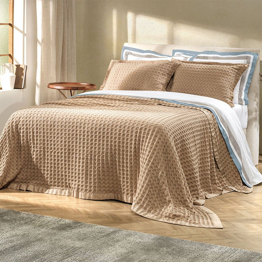 Jogo de Colcha Altenburg Algodão Lux Versalhes 200 Fios 3 Peças 2,60x2,50m Cor Bege Caramelo