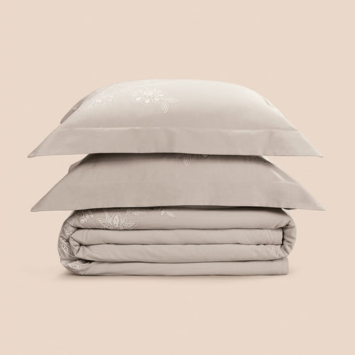 Jogo de Colcha Super King Altenburg Haus Jardim Cetim 300 Fios 100% Algodão Bege Instinto 3 Peças