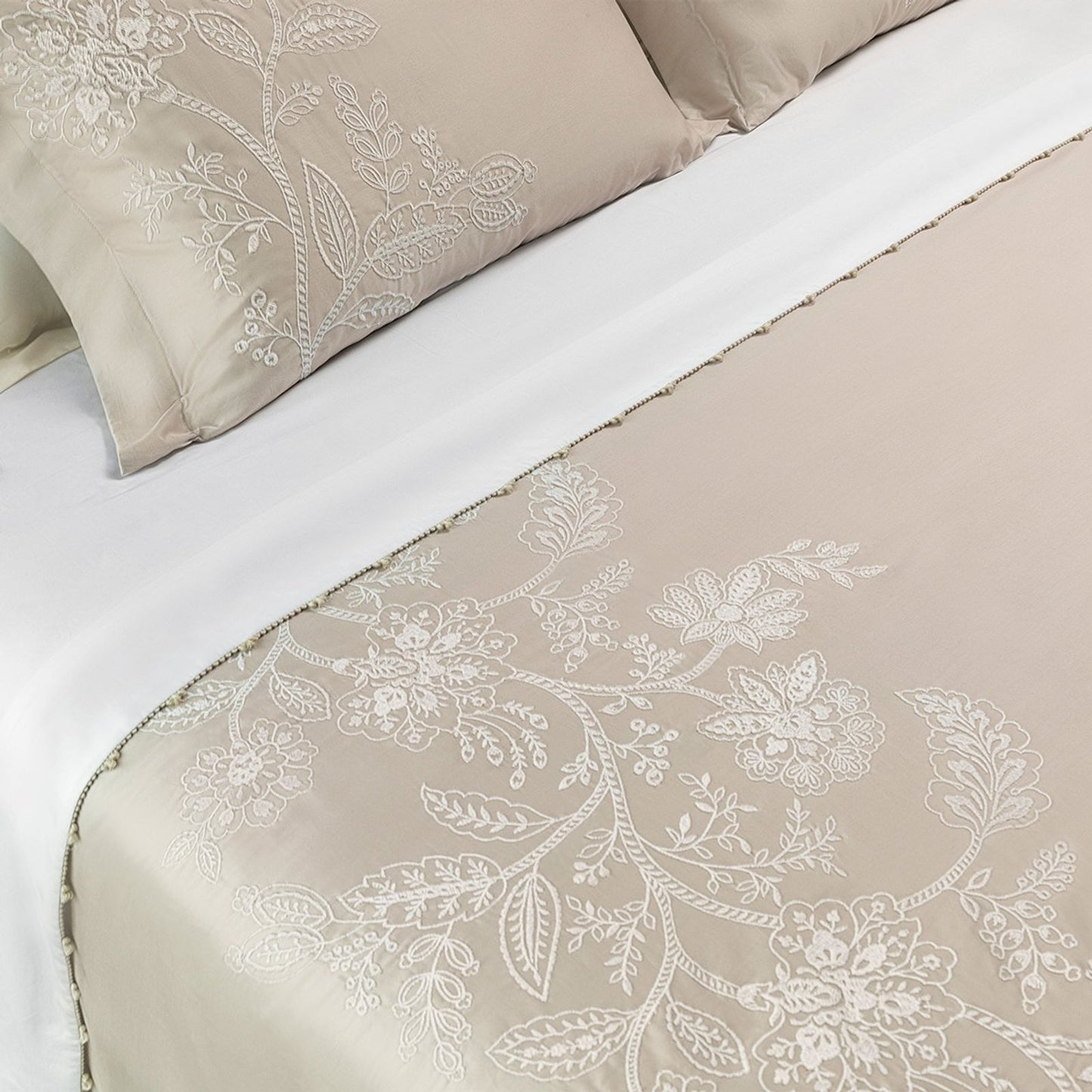 Jogo de Colcha Super King Altenburg Haus Jardim Cetim 300 Fios 100% Algodão Bege Instinto 3 Peças