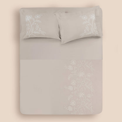 Jogo de Colcha Super King Altenburg Haus Jardim Cetim 300 Fios 100% Algodão Bege Instinto 3 Peças