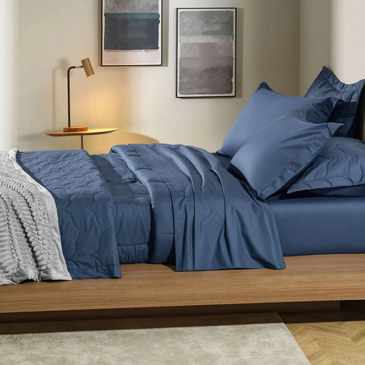 Jogo de Colcha King Karsten Tom Marinho 200 Fios 100% Algodão 3 Peças 2,90m x 2,60m