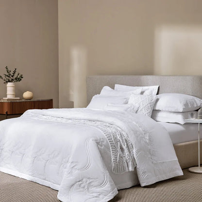 Jogo de Colcha Trussardi King Farfalla 200 Fios Percal 100% Algodão Branco 290x250cm