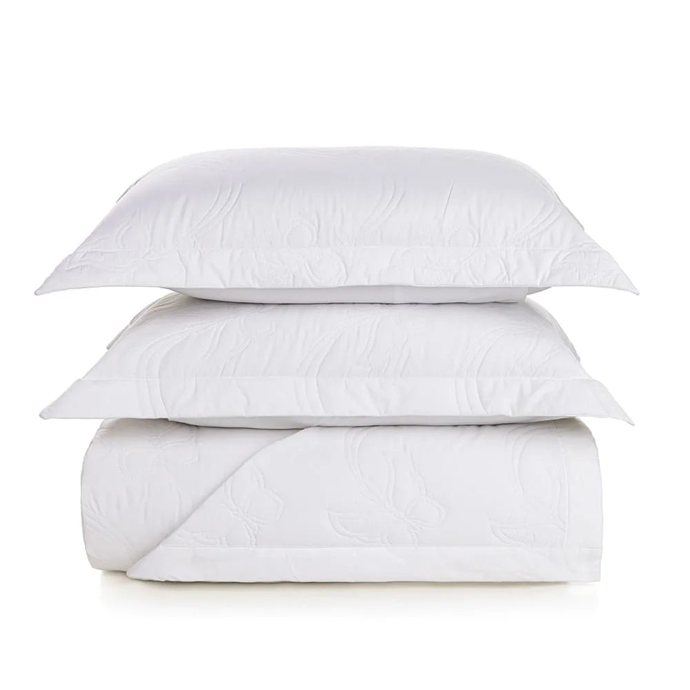 Jogo de Colcha Trussardi King Farfalla 200 Fios Percal 100% Algodão Branco 290x250cm
