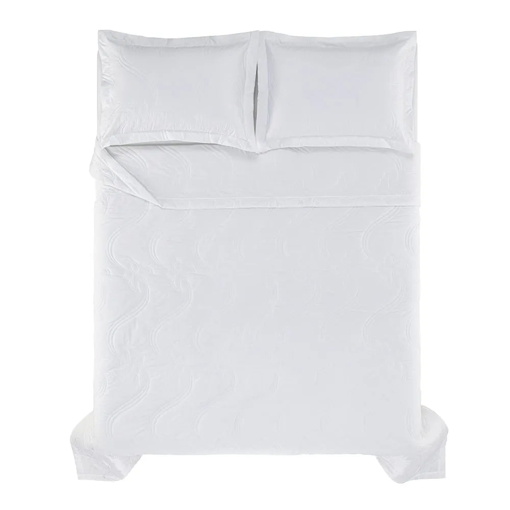 Jogo de Colcha Trussardi King Farfalla 200 Fios Percal 100% Algodão Branco 290x250cm