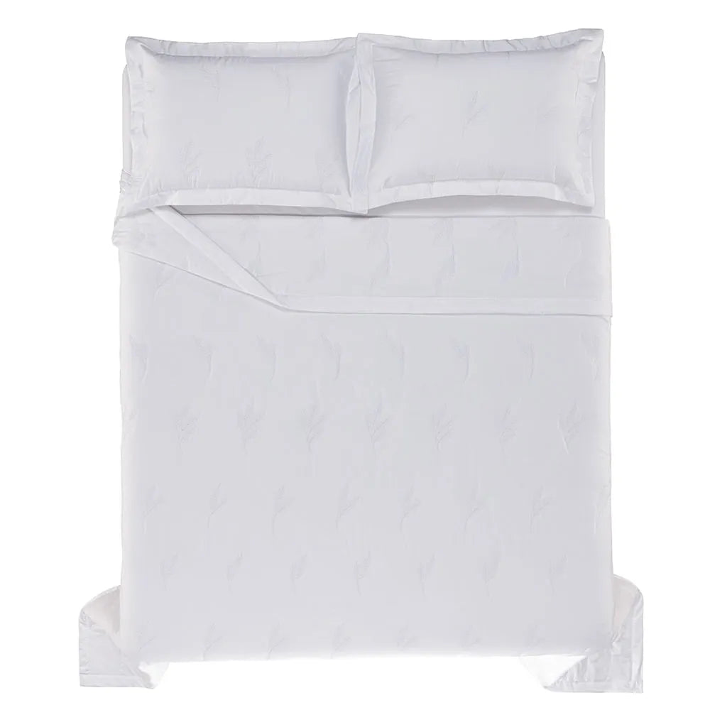 Jogo de Colcha Trussardi King Palma 200 Fios Percal 100% Algodão Branco 290x250cm