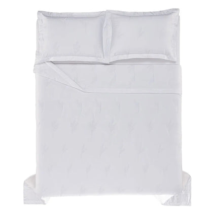 Jogo de Colcha Trussardi King Palma 200 Fios Percal 100% Algodão Branco 290x250cm