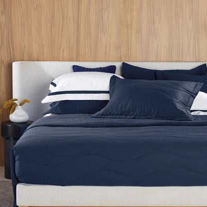 Jogo de Super Porta-travesseiro 2 Peças Trussardi Novara Azul Siciliano 300 Fios 100% Algodão Egípcio 50cm x 90cm