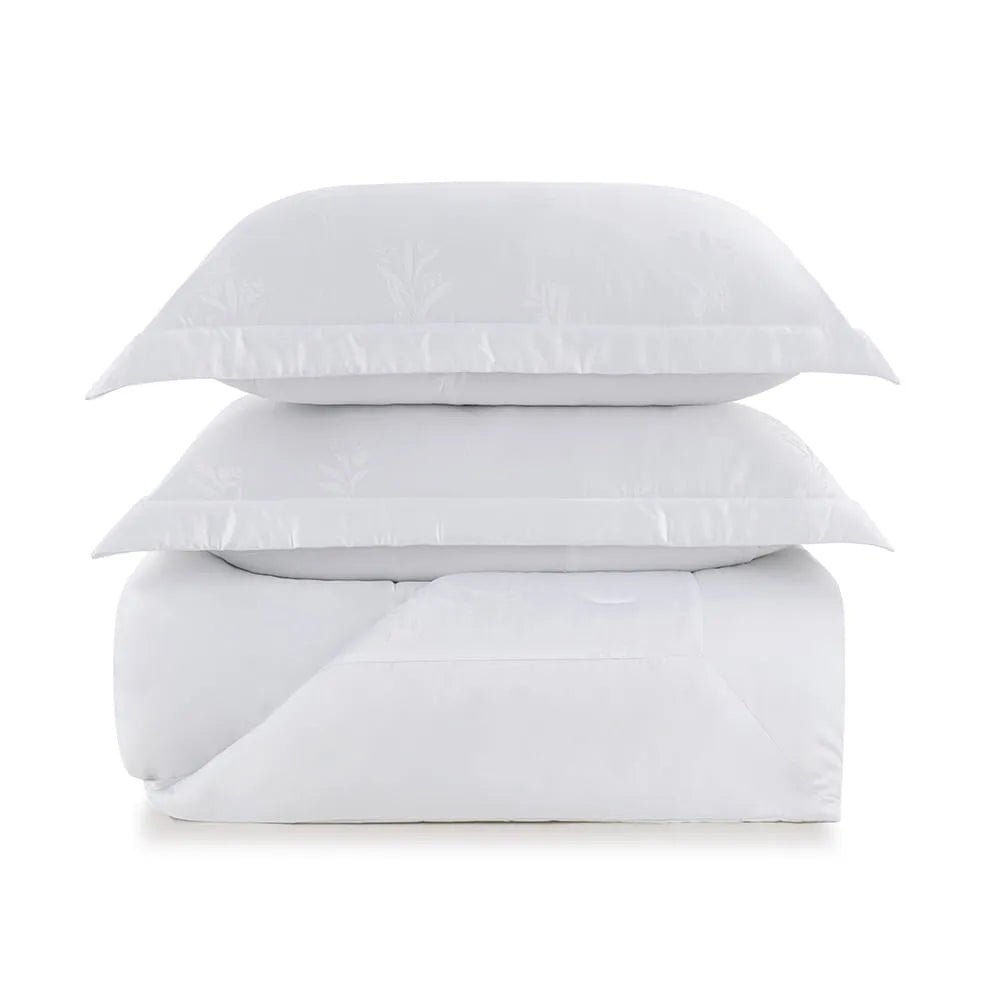 Kit Colcha King Trussardi Olivine 100% Bambu 300 Fios Natural 3 Peças