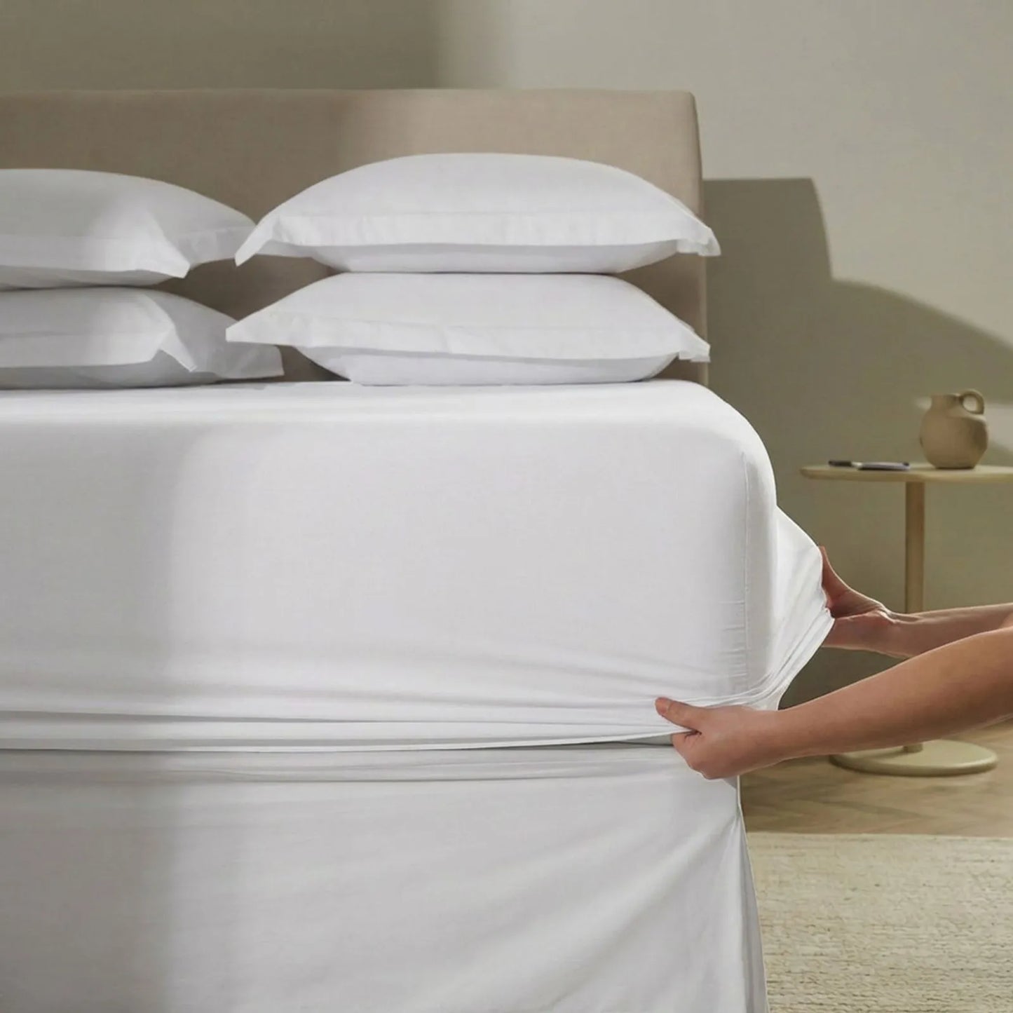 Lençol de Elástico Avulso Casal Karsten Tom Branco 100% Algodão 200 Fios 1,38m x 1,88m x 35cm