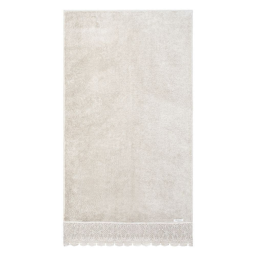 TOALHA BANHO NORAH C/RENDA BEGE ANTIQUE 77X1.40CM