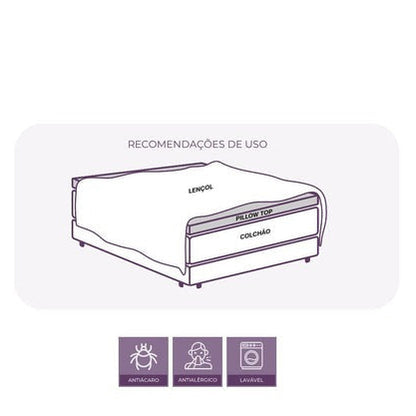 Pillow Top Suit Queen Dupla Face Percal 200 Fios 1200g/m² Capa Removível 1,58x2,00x10cm