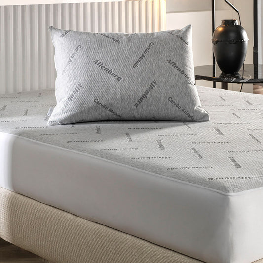 Protetor de Colchão Altenburg com Elástico Impermeável Carvão Ativado 0,90x1,90x0,50m Cor Cinza Náutico