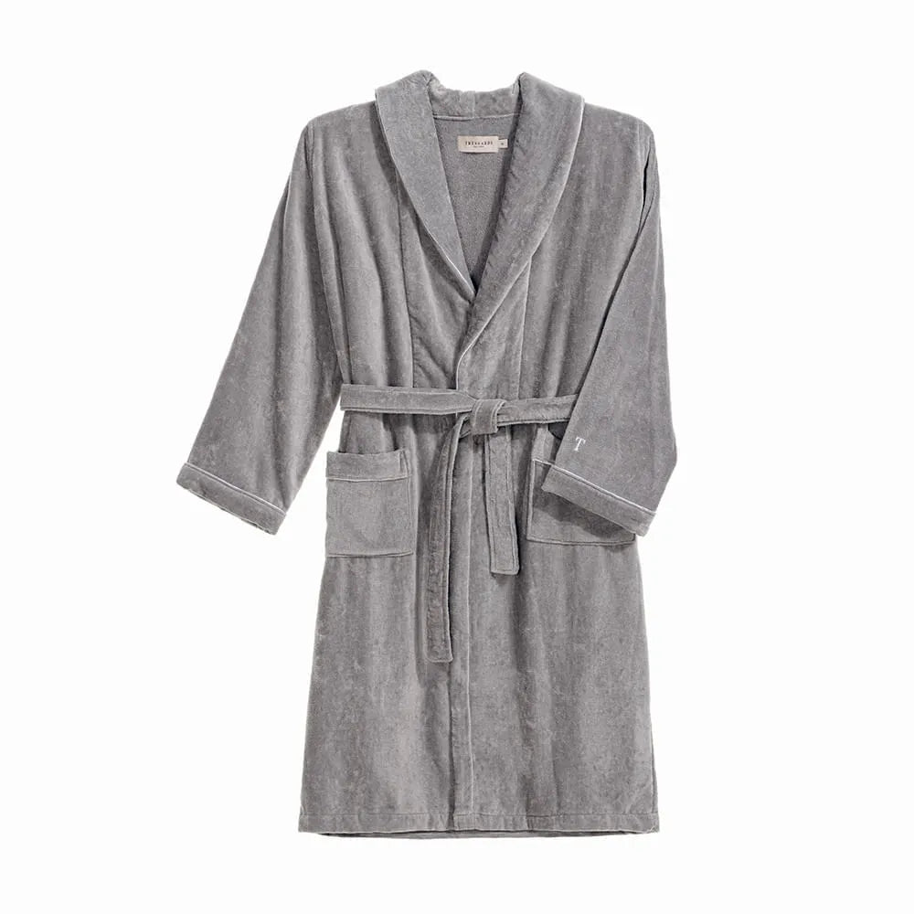 Roupão Masculino Trussardi Barone 100% Algodão Cinza Tamanho G