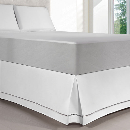 Saia Box Kacyumara Ponto Palito King Microfibra 100% Poliéster Cor Branco