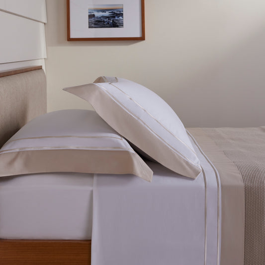 JOGO DE CAMA S.KING SAVILE BRANCO/BEGE DUNA 2,80X2,90CM